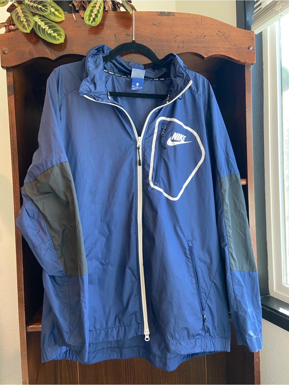 Nike Men's Windbreaker Jacket Double Zip Hooded Work Chore Hoodie